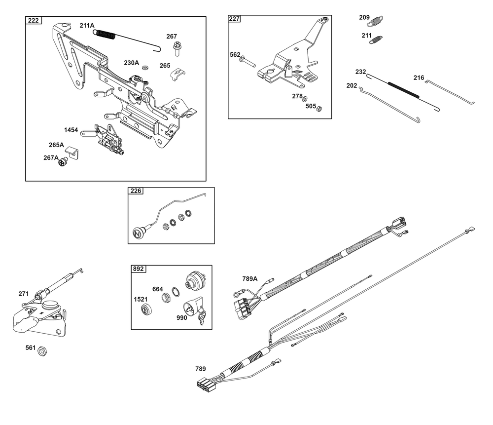 Controls Group Diagram and Parts List for 543477-3307-J1 400000 - 699999 Briggs and Stratton Engine
